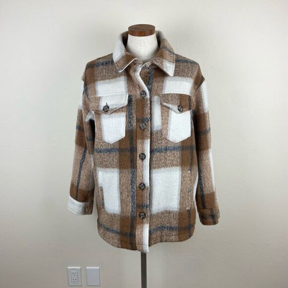 Anthropologie Jackets & Blazers - Anthropologie Avec Les Filles Plaid Shacket - Cognac Brown